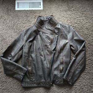 Elegant Women's Dark Brown Leather Jacket